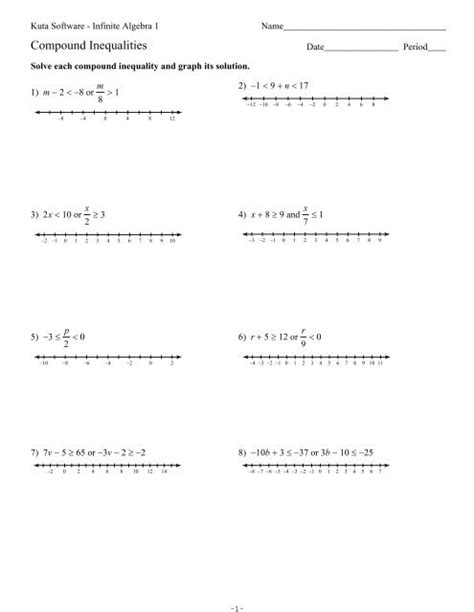 algebra 1 compound inequalities worksheet answers kuta software